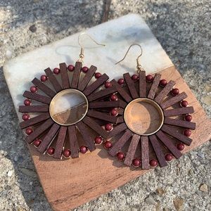 Wood Wheel Bohemian Earrings